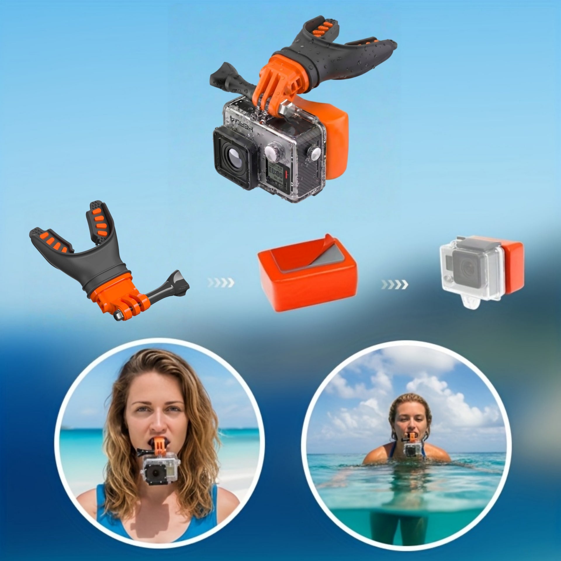 Azragon Ultimate POV Bite Mount Kit | Hands-Free Surf & Sport Camera Mount with Dual Quick-Release Neck Leash