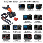 Bite Mouth Mount Kit with Neck Lanyard&Floaty for GoPro 13/12/11/10/9/8/7/6/5 Insta360 & DJI| Surfing Diving